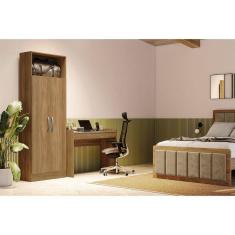 Armário Multiuso 2 Portas 4 Prateleiras Nogueira