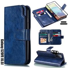 LMDAMZ Capa carteira para Galaxy S20 FE (5G) de 6,5 polegadas [9 compartimentos para cartão] Ranhura para cartão de visita para identidade, bolsa de transporte com suporte dupla face, compartimento