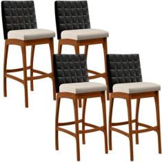 Kit 04 Banquetas Altas Cozinha Sala De Jantar Fixa Mila B04 Corano Pre