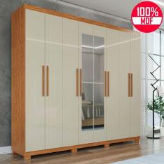 Guarda-Roupa Casal 100% MDF 8 Portas e 4 Gavetas Heros Com Espelho- Tudo de Móveis