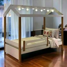 Cama Casa Elisa Branca com LED - Movelaria