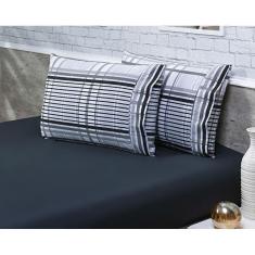 Jogo Lençol Solteiro 2 Peças 1,88X0,88X20Cm 180 Fios Preto