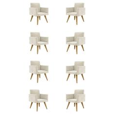 Kit 08 Cadeiras Poltronas Decorativa - Escritório - Recepção Cor:bege