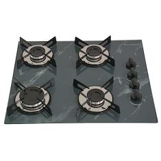 Cooktop Premium 4 bocas Ultra chama Marmorizado Cinza Chamalar Bivolt.