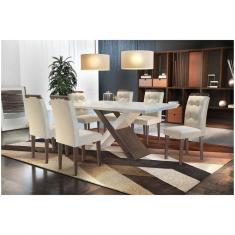 Conjunto Sala De Jantar Com 6 Cadeiras Imperatriz Rufato Off White / Cafe