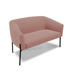 Sofá Namoradeira 2 Lugares Pé De Ferro Preto Stella Veludo D03 - D`rossi Cor Rose