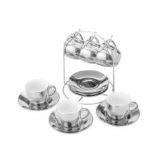 Conjunto 6 Xícaras Luminus Prateada - Lyor