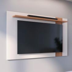 Painel Extensível Para Tv Até 60 Polegadas 1 Prateleira Leme Off White Matte / Freijó