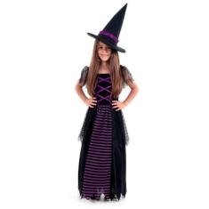 Fantasia de Bruxa Infantil Vestido Longo c/ Chapéu Halloween - Sulamer