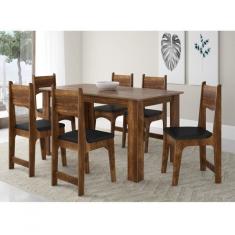 Conjunto Sala De Jantar Mesa 6 Cadeiras Nicoli  Rústico/preto