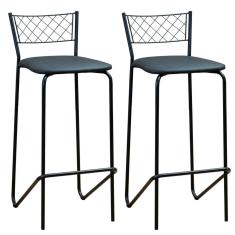 Conjunto 2 Banquetas 88cm Preto/Preto News