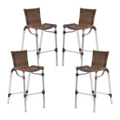 Kit 4 Banquetas Fortaleza Em Alumínio Alta Edícula Cozinha Argila