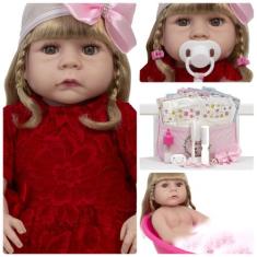 Boneca Reborn Silicone Abigail Loira 46cm Enxoval Completo - Cegonha R
