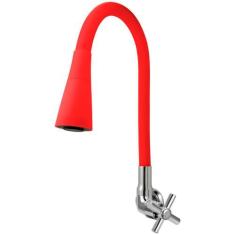 Torneira Cozinha Flexível Cone 2 Jatos Vermelha Parede - TFC, Volante 