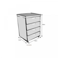 Gaveteiro Volante Com 4 Gavetas Bramov Móveis Preto/branco