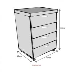 Gaveteiro Volante Com 4 Gavetas Bramov Móveis Branco/preto