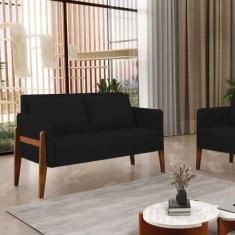 Sofá 2 Lugares Namoradeira Lana Base Madeira Linho D03 - D'Rossi - DRo