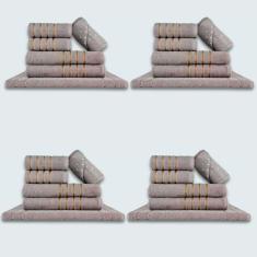 Jogo De Toalhas 24 Pçs Coleção Dubai 100% Algodão Cinza