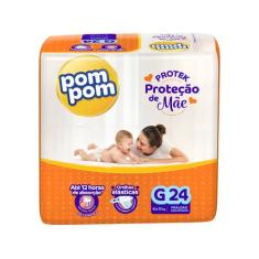 Fralda Pom Pom Protek Proteção de Mãe Jumbo G com 24 Unidades, G, 24