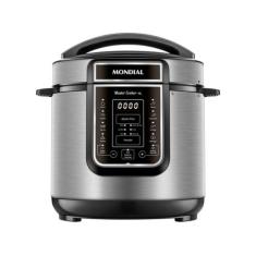 Panela de Pressão Elétrica Digital 6L Mondial Preto e Inox - PE-60-6L-