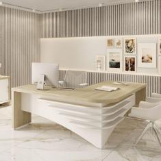 Mesa Tamburato Diretor Ii Ld - Carvalho/Branco 6209