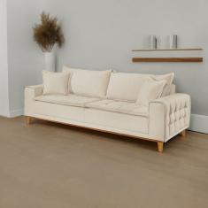 Sofá Fixo 2 Lugares Luxo 160 cm Orfeu Bege Claro