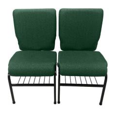 02 Cadeiras Para Igrejas C/ Porta Biblía E Porta Cálice Verde