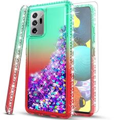 STARSHOP Capa para Samsung Galaxy Note 20 Ultra, com [protetor de tela de vidro temperado incluído] Capa para celular de areia movediça com glitter flutuante brilhante líquido meninas mulheres fofas -