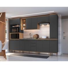 Cozinha Modulada Isabelle 6 Peças Com Torre Quente Para 2 Fornos Freijó-grafite