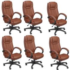 Kit 6 Cadeira De Escritório Presidente Giratória Office Nova Córdoba Marrom