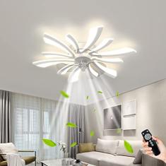 Ventilador de teto LED moderno com pétalas reguláveis com iluminação Ventilador silencioso Lâmpada de teto com controle remoto Ventiladores de teto Sala de estar Quarto Sala de jantar Lustre