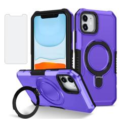 Dibosom Capa de telefone para iPhone 12 Pro iPhone 12 6.1 com protetor de tela de vidro temperado, anel de metal resistente, suporte de TPU fino e fino para celular de corpo inteiro para iPhone12pro