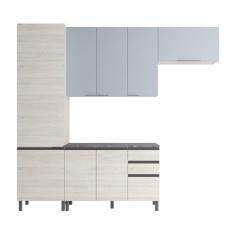 Cozinha Compacta Bartira Cristal com 8 Portas, 3 Gavetas e 9 Prateleiras - 260cm de Largura