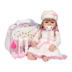 Boneca Reborn Loira Princesa Bolsa Maternidade Vários Itens - Cegonha 