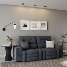 Sofá Retrátil e Reclinável 3 Lugares Brígida Suede Grafite