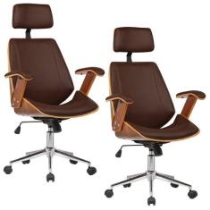 Kit 02 Cadeiras de Escritório Presidente Giratória com Regulagem de Al