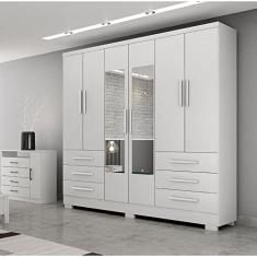 Guarda Roupa Casal com Espelho 6 Portas 6 Gavetas Dakar Novo Horizonte Branco