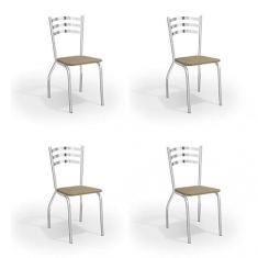Conjunto 4 Cadeiras Metal Portugal Kappesberg Cromado/Capuccino