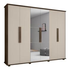 Guarda Roupa Com Espelho 6 Portas Bolzano Freijó Off White