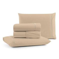 Jogo Cama Lençol Bali King Percal 180 Fios 100% Algodão Ponto Palito 4