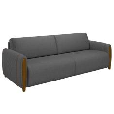 Sofá 3 Lugares 223cm Pés Madeira Amaranto M22 Linho Cinza Escuro - Mpozenato