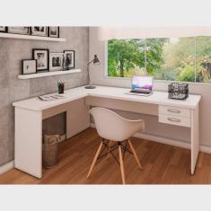 Mesa De Escritório em L 120x150cm com Gaveta Tampo 30mm