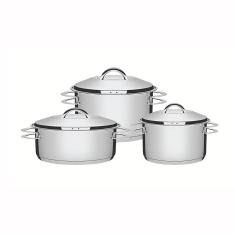 Jogo de Panelas Solar em Aço Inox Com Fundo Triplo Indução 3 Peças - Tramontina 65510740