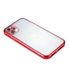 Capa transparente com moldura quadrada luxuosa para iPhone 12 11 Pro Max Mini XS XR X 7 8 Plus SE 2 Capa de silicone macio transparente fosco, vermelha, para iPhone 8 Plus
