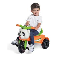 Triciclo Infantil Pandinha Motoca De Passeio Com Buzina Pedal Cestinha Sem Empurrador