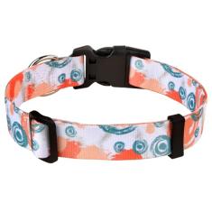 MarukoPet Coleira de cachorro, ajustável para cães pequenos, médios e grandes, design fofo com estampa geométrica tribal floral boêmia, coleira para meninos e meninas (laranja aquarela)