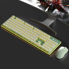 Teclado e mouse retroiluminados sem fio, tamanho completo, entrada silenciosa, ângulo de inclinação ergonômico, modo de suspensão, teclado de computador recarregável de 2,4 G e conjunto de mouses