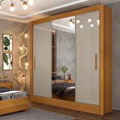 Guarda Roupa Casal Com Espelho Valência/ Malibu 03 Portas 04 Gavetas Tcil Móveis