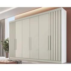 Guarda Roupa 6 Portas c/ 2 Ripadas e 6 Gavetas Potente Off White - Eur