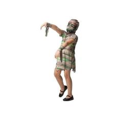 Fantasia Múmia Nefertiti Infantil Com Máscara e Faixas de Halloween - 